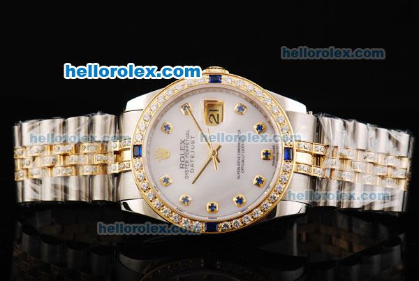 Rolex Datejust Automatic Movement with Diamond Bezel and Two Tone Bracelet - Click Image to Close